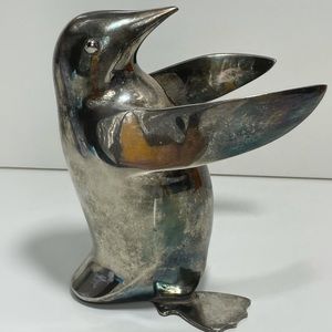 Vintage Restoration Hardware Silver Plate Penguin Holder Figure Figurine Statue